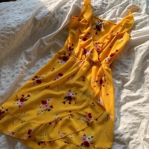 H&M - Yellow floral ruffle sun dress